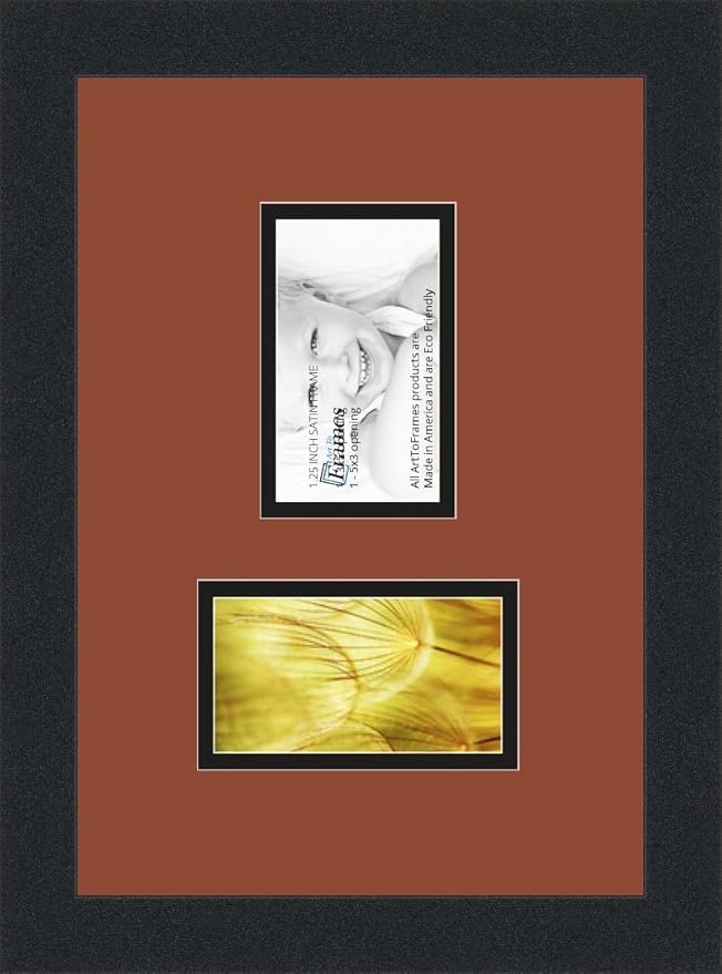 ArtToFrames Collage Photo Frame Double Mat with 2 - 3x5 Openings and Satin Black Frame