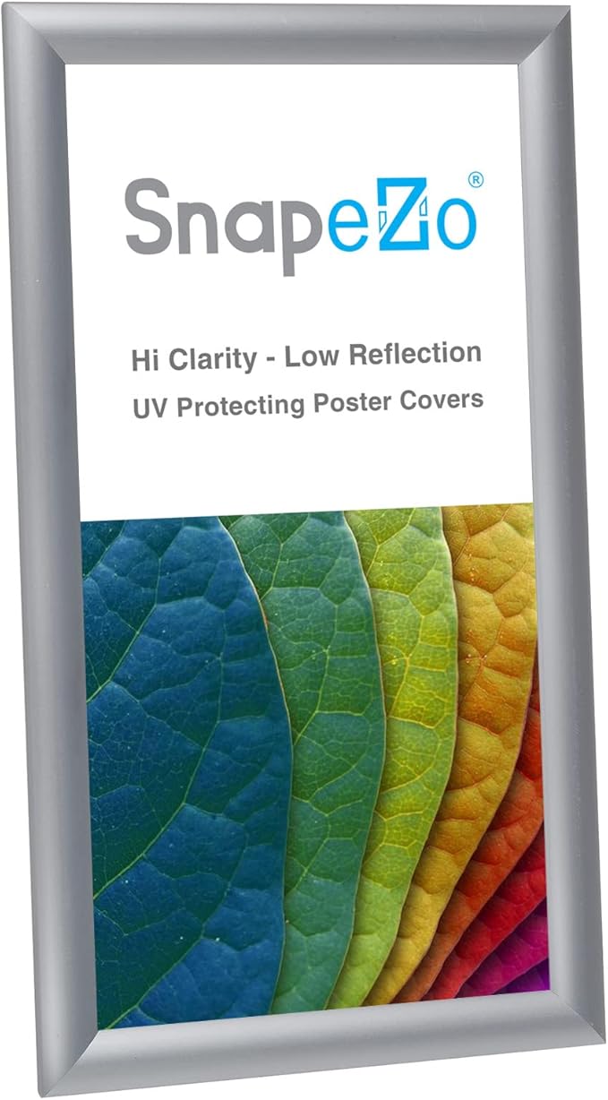 SnapeZo Poster Frame 7x14 Inches, Silver 1 Inch Aluminum Profile, Front-Loading Snap Frame, Wall Mounting, Sleek Series