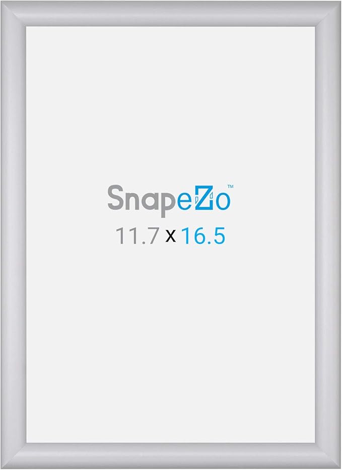 SnapeZo 11.7 x 16.5 (A3 Euro) Silver Poster Frame, Front-Loading, Wall Mount, Aluminum 1" Profile, Sleek Series