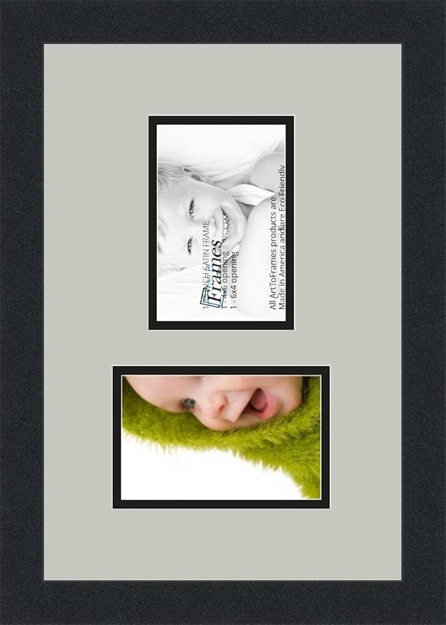 ArtToFrames Double-Multimat-102-756/89-FRBW26079 Collage Photo Frame Double Mat with 2-4x6 Openings and Satin Black Frame