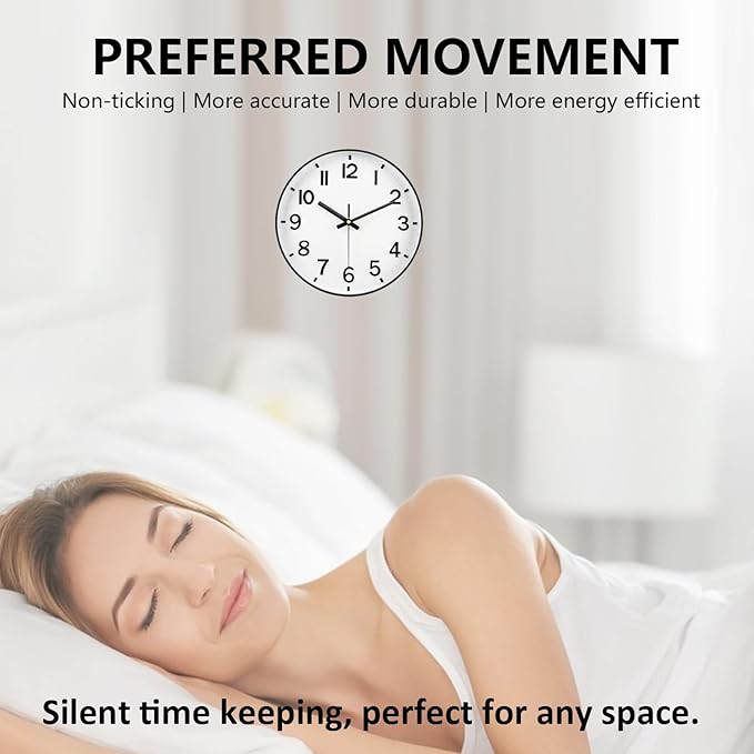 Black Wall Clock, 8 Inch Wall Clocks Battery Operated, Round Modern Non Ticking Silent Digital Analog Small Wall Clock for Bedroom Living Room Kitchen Office Gym Classroom Outdoor Clocks