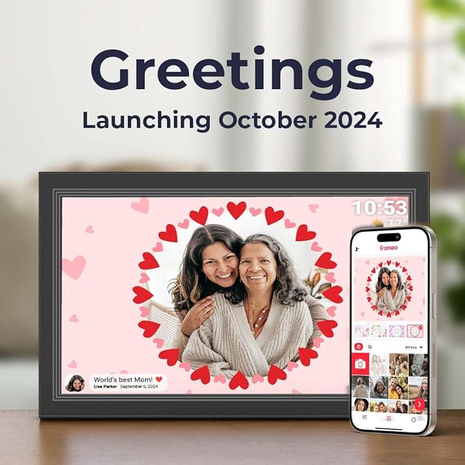 FRAMEO Digital Picture Frame- 15.6inch Digital Photo Frame with 1920 * 1080 IPS Touch Screen HD Disply,Built-in 32GB Storage,Wall-Mounted,Digital Frame Share Photos and Videos via Frameo App