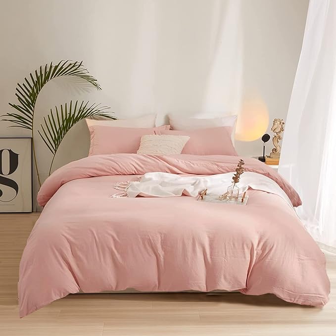 Wellboo Blush Pink Comforter Set Queen Size Bean Pink Bedding Comforter Sets for Women Girls Solid Pink Quilts Soft Modern Dusty Red Bed Blankets Light Pink Warm Minimalist Bedding with 2 Pillowcases