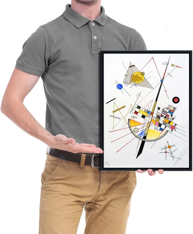 Wieco Art Framed Canvas Wall Art Delicate Tension #85, 1923 by Wassily Kandinsky Classic Famous Paintings Reproductions Canvas Wall Art for Home Office Decoration
