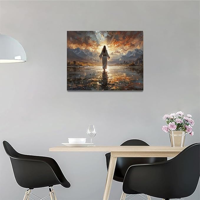 Christian Wall Art Print, Religious Scripture Biblical Decor, Faith-Based Inspirational Landscape with Cross, Digital Printed Canvas Poster for Church, Home Chapel, Prayer Room Decor