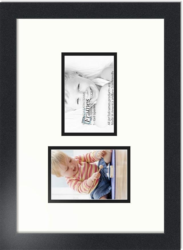 ArtToFrames Collage Photo Frame Double Mat with 2 - 4x6 Openings and Satin Black Frame