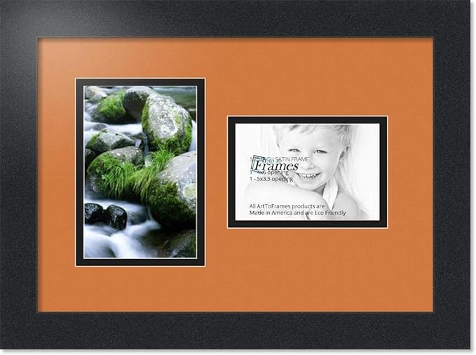 ArtToFrames Collage Photo Frame Double Mat with 1 - 3.5x5^ 4x6 Openings and Satin Black Frame