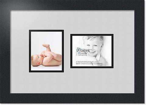 ArtToFrames Collage Photo Frame Double Mat with 2 - 4x5 Openings and Satin Black Frame