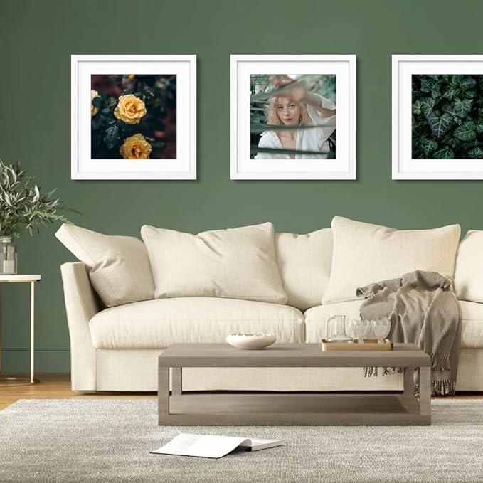 THREELOVE 16x16 Frame White, Display Picture 12x12 with mat or 16x16 Without mat, Photo Poster Picture Frame Wall Mounting Home Decor, 3 PCS