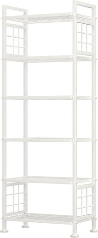 GIOTORENT 6-Wire Garage Shelving Storage Shelves, Metal Shelving Unit Pantry Rack, Kitchen Storage Adjustable Shelf 900Lbs Capacity for Laundry Kitchen Bathroom Organizer(White)