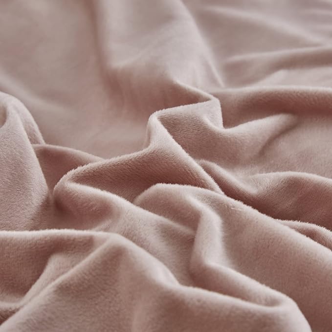 Luxlovery Pink Velvet Comforter Set Cal King Blush Pink Fluffy Bedding Comforter Set California King Light Pink Solid Color Sherpa Micromink Blanket Quilts 3 Piece Dusty Pink Bedding Comforter Set