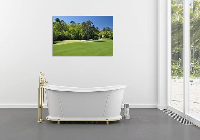 Augusta National Golf Club 11th Hole Wall Art - Augusta Golf Course Wall Art for Living Room Bedroom Bathroom - Augusta Golf Course Picture Poster Canvas Prints Framed Ready to Hang(12''H x 16''W)