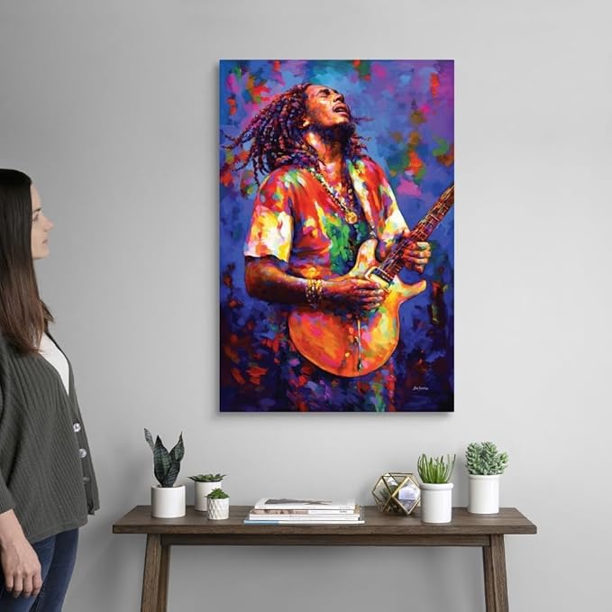 CANVAS ON DEMAND Bob Marley Canvas Wall Art Print by Leon Devenice, Figurative, Home Decor, Celebrity Artwork, 24" x36in