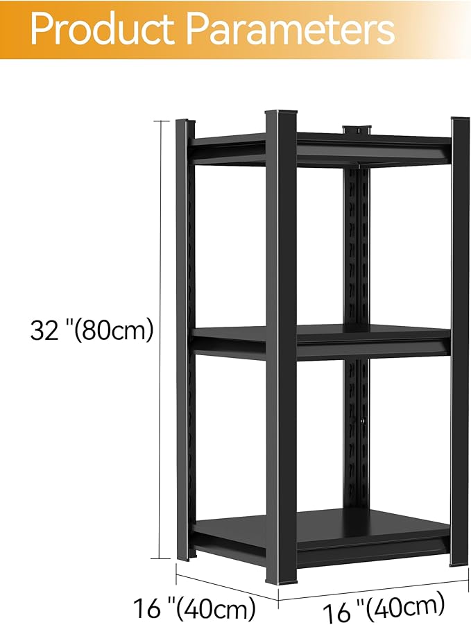 Tall Bookshelf with Open Shelves, Metal Office Book Shelf, Adjustable Organizer Bookcase, Standing Storage Organizer Shelf for Living Room (16" W*16" D*32" H)