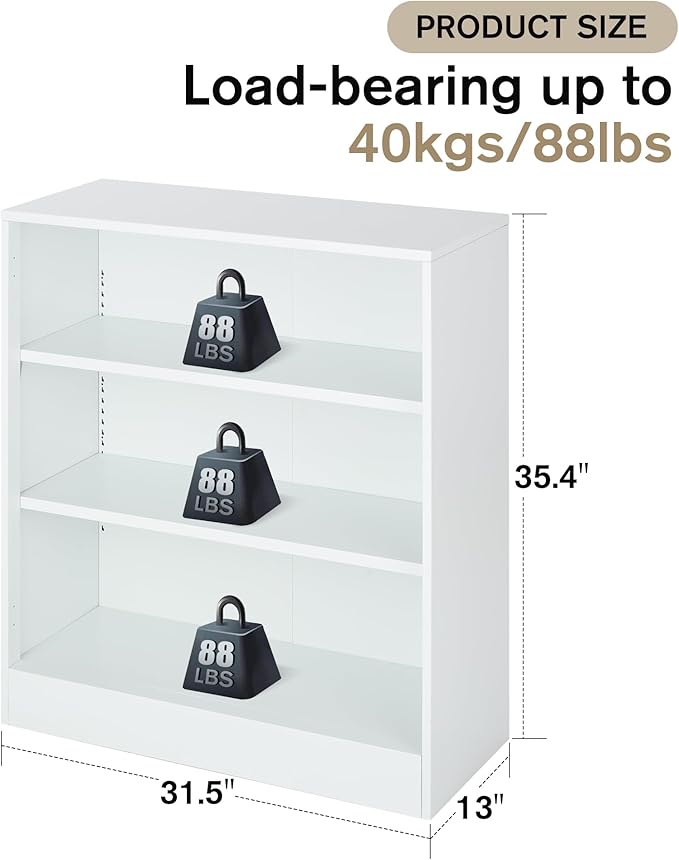 5 Tier Metal Curio Cabinets, Modern Bookshelf Cabinet with 4 Adjustable Shelves, Cabinet Display Case for Home Office, Living Room, Pantry (Black) (White, 31.5" W-0 Door)