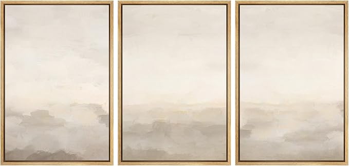 MUDECOR Framed Canvas Print Wall Art Abstract Prints Minimalist Modern Art Neutral Home Decor for Bedroom - 24"x36"x3 Natural