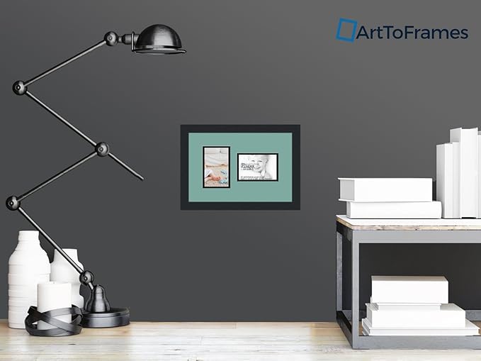 ArtToFrames Collage Photo Frame Double Mat with 2 - 4x6 Openings and Satin Black Frame