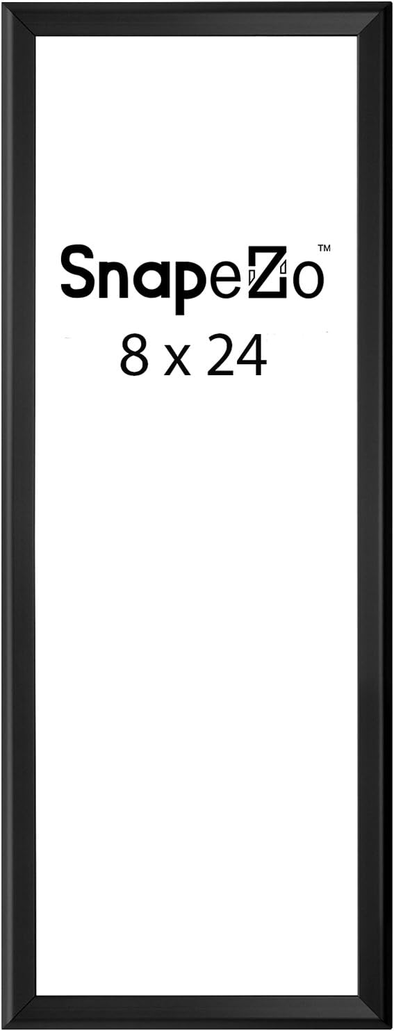SnapeZo Poster Frame 8x24 Inches, Black 1 Inch Aluminum Profile, Front-Loading Snap Frame, Wall Mounting, Sleek Series
