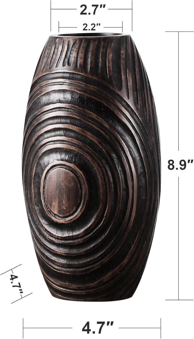 Modern Brown Resin Vase - Elegant Home Decor Accents for Dining Table, Living Room, Bookshelf, Mantel - 8.85 Inch Decorative Vase…