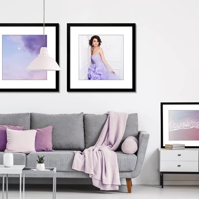 THREELOVE 24x24 Frame Black, Display Picture 20x20 with mat or 24x24 Without mat, Photo Poster Picture Frame Wall Mounting Home Decor, 1-PCS