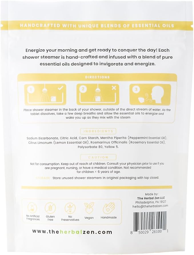 Morning Energy Shower Steamers Aromatherapy with Peppermint and Lemon Essential Oils Shower Bomb Aromatherapy, Spa Day Gifts, Self Care Gift, Birthday Gifts for Women and Men, Mothers Day Gift