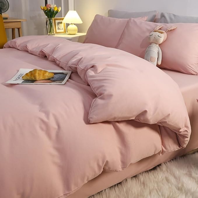 CLOTHKNOW Pink California King Comforter Set 3Pcs Mauve Blush Bedding Comforter Sets Soft All Season Dusty Rose Comforter with 2 x Pillow Cases