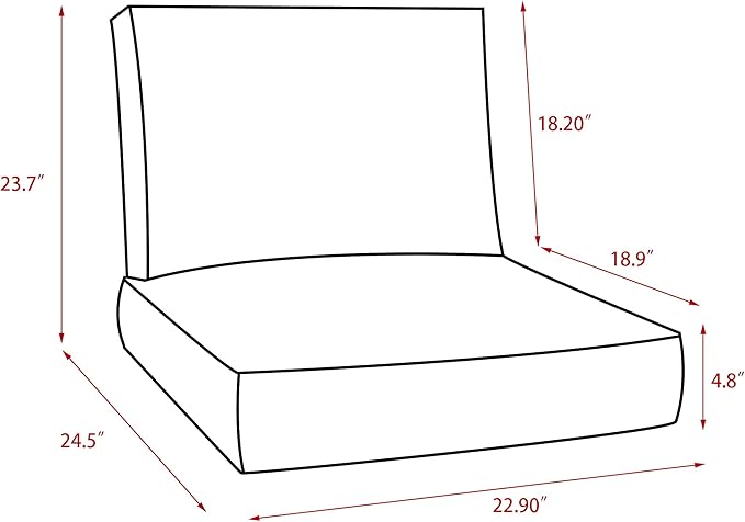 UIXE 24.5" Deep Seat Outdoor Cushion Set with Back Pads, Patio Furniture Cushions, Sectional Sofa Bistro Chair Cushion - Dark Gray, Set of 2