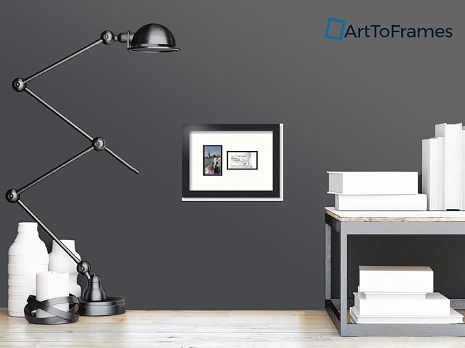 ArtToFrames Collage Photo Frame Double Mat with 2 - 3x5 Openings and Satin Black Frame