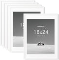 18x24 inch Picture Frame, 18x24 Photo Frames with 16x20 Removable Mat - High Definition Plexiglass - Vertical and Horizontal Display - Wall Hanging Poster Frame - White, 5 Pack