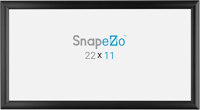 SnapeZo Poster Frame 11x22 Inches, Black 1 Inch Aluminum Profile, Front-Loading Snap Frame, Wall Mounting, Sleek Series