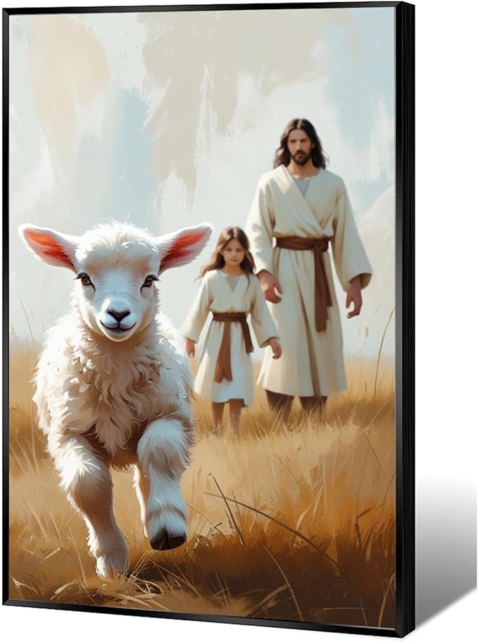 Christian Wall Art Print, Religious Scripture Biblical Decor, Faith-Based Inspirational Landscape with Cross, Digital Printed Canvas Poster for Church, Home Chapel, Prayer Room Decor