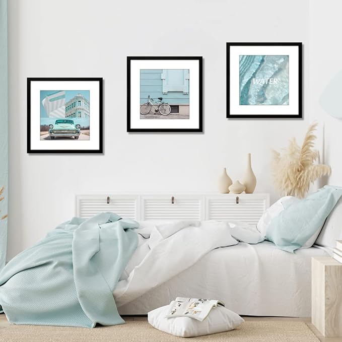 THREELOVE 22x22 Frame Black, Display Picture 18x18 with mat or 22x22 Without mat, Photo Poster Picture Frame Wall Mounting Home Decor, 3 PCS