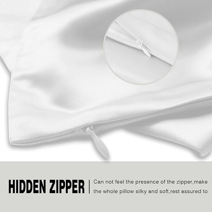 Silk Pillowcase for Hair and Skin,Soft,Breathable and Sliky 100% Silk Pillowcases King Set of 2,Both Sides Natural Mulberry Silk Pillow Cases with Hidden Zipper(King Size 20"X 36",2pcs)