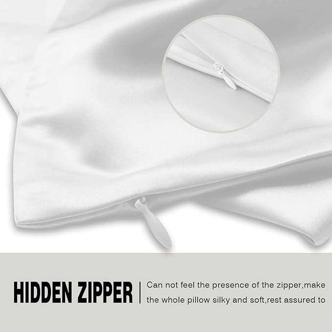 Silk Pillowcase for Hair and Skin,Soft,Breathable and Sliky 100% Standard Size Pillow Cases Set of 2,Both Sides Natural Mulberry Silk Pillowcases with Hidden Zipper(Standard Size 20"X 26",2pcs)