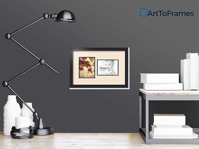 ArtToFrames Collage Photo Frame Double Mat with 2 - 6x8 Openings and Satin Black Frame