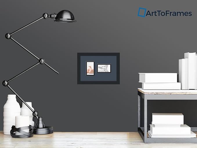 ArtToFrames Collage Photo Frame Double Mat with 2 - 3x5 Openings and Satin Black Frame