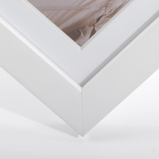 Giftgarden 8x10 Picture Frame Set of 4 White Wood Grain, 9x11 Frames Matted to 8” x 10” Photos with Mat for Wall or Tabletop