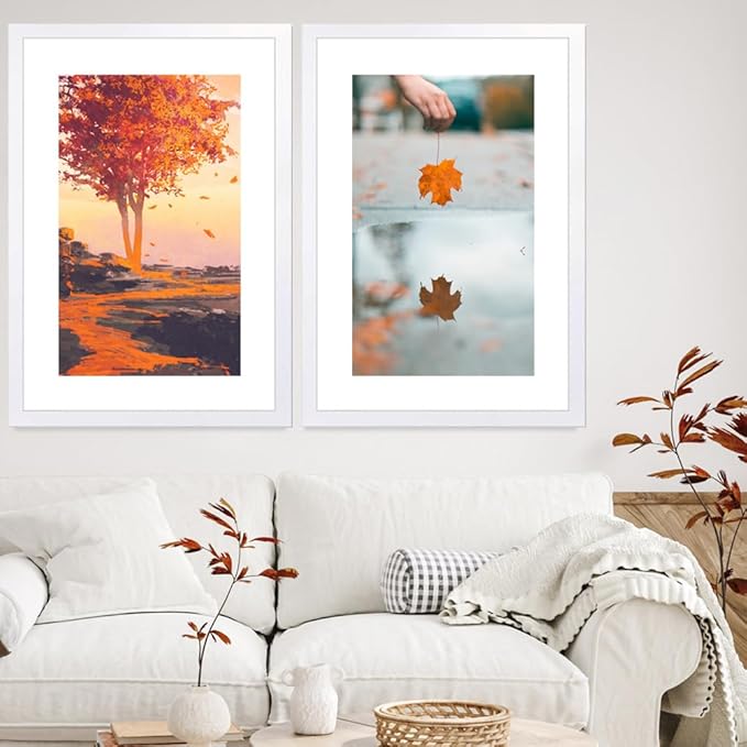 THREELOVE 20x30 Frame, Perfect for 16x26 inch Photo with Mat, White Wood Poster Frame Wall Mounting Gallery Wall Art Home Decor Picture Frame, 3 PCS