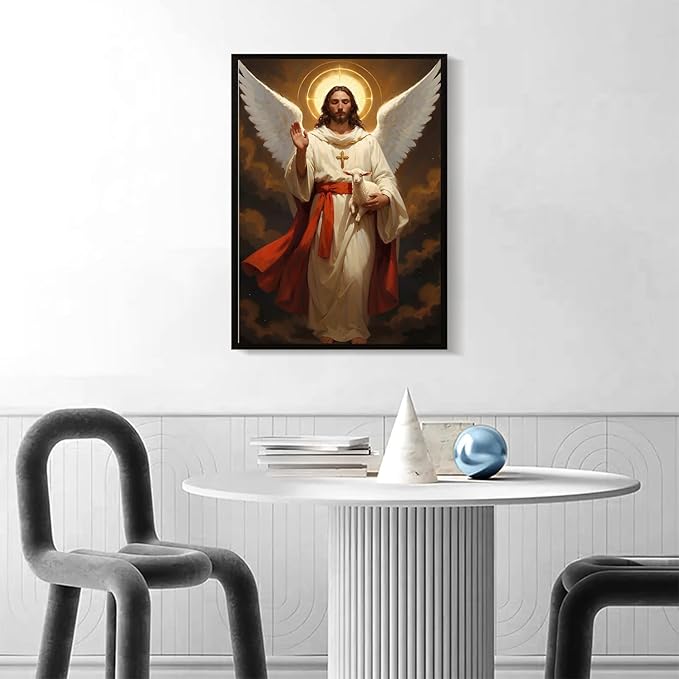 Christian Wall Art Print, Religious Scripture Biblical Decor, Faith-Based Inspirational Landscape with Cross, Digital Printed Canvas Poster for Church, Home Chapel, Prayer Room Decor