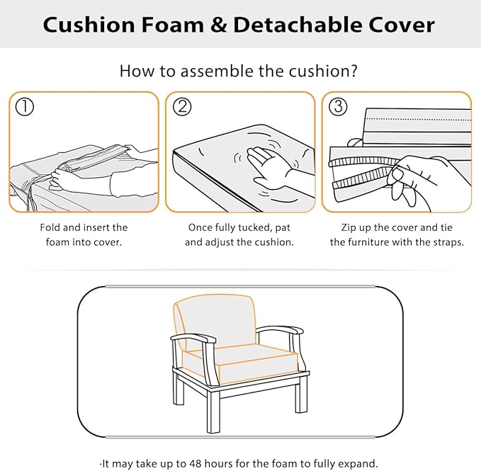Sundale Outdoor Olefin Deep Seat Cushion, Patio Chair Cushion and Pillow, Water-Resistant Sectional Sofa Pad with Straps Dark Green, 24 x 24 x 4 Inches