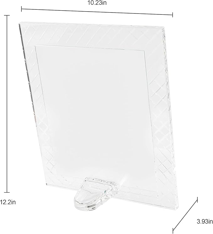 8''x 10'' Crystal Picture Frame for Wedding, Elegant Glass Photo Frame for Home & Office Decor, Decorative Design for Tabletop Display, Includes Luxury Gift Box (8x10inch)