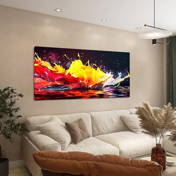 Abstract Splashing of Colorful Paint Wall Art Decor Artwork for Living Room (30x60 Inches)