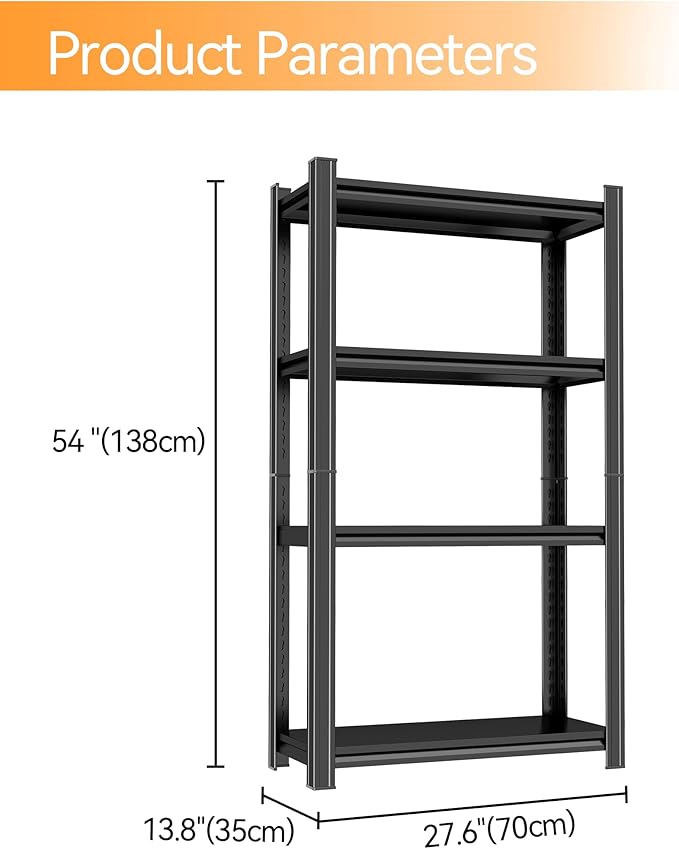 Tall Bookshelf with Open Shelves, Metal Office Book Shelf, Adjustable Organizer Bookcase, Standing Storage Organizer Shelf for Living Room (27.6" W*13.8" D*54" H)