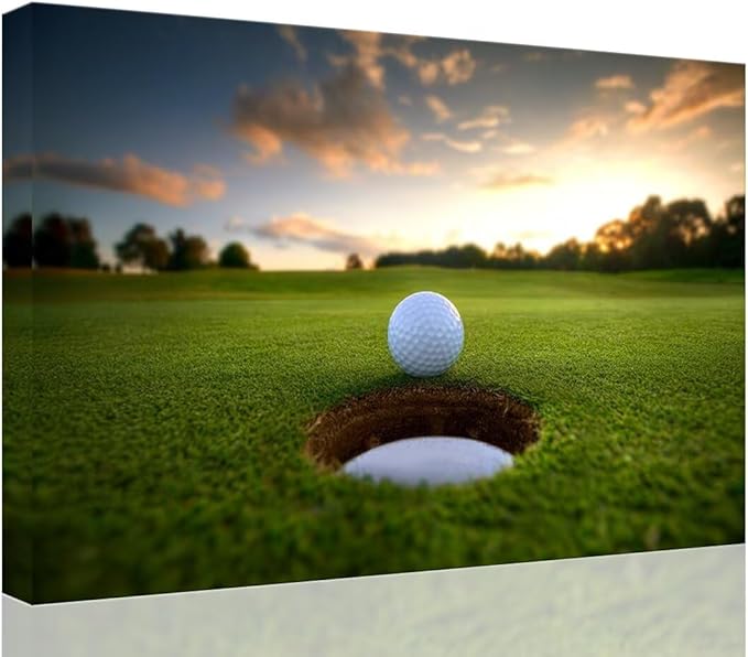 chenchenArt Golf Wall Art for Living Room Bedroom Home Decorations Golf Ball Picture Poster Canvas Prints Modern Artwork Framed Ready to Hang(12''H x 16''W)