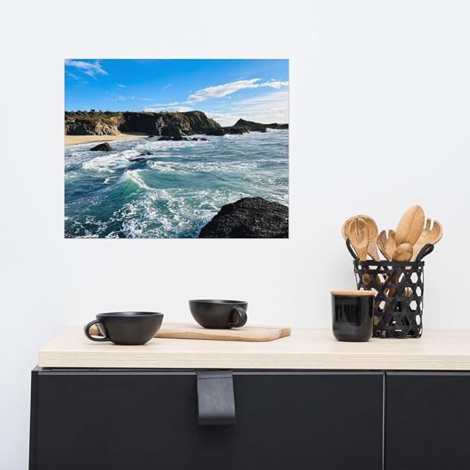Bodega Bay Coastal Poster – Ocean Photography Wall Art Print – California Nature Landscape – Horizontal Seascape Decor – Picture for Living Room or Bedroom (16x20 inches) - Unframed Poster