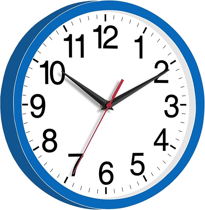 Wall Clock Modern 8 Inch Battery Operated Silent Non Ticking Small Analog Clock Decorative for Bedroom Kitchen Bathroom Office Home (Blue)