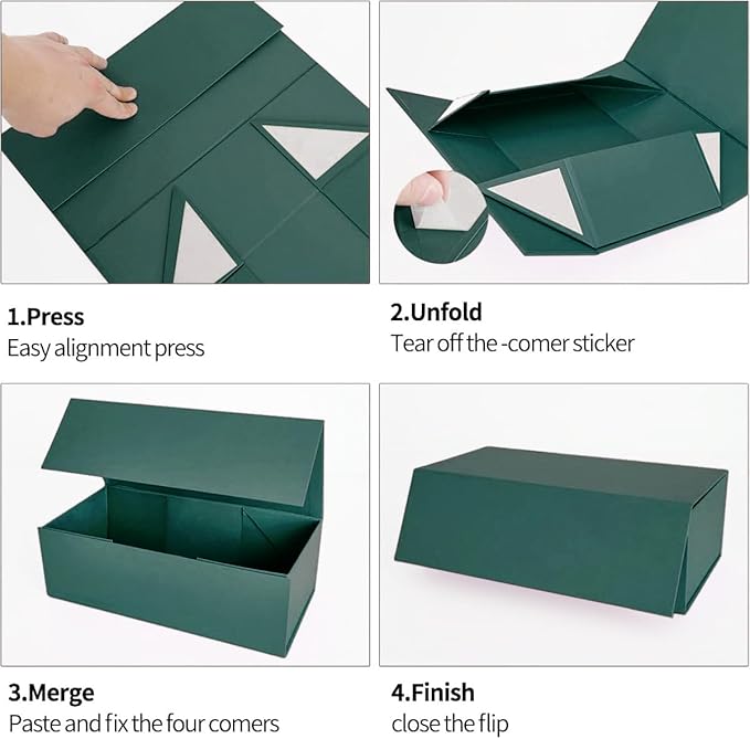 Green Gift Box 10" x 6" x 3" with Magnetic Closure Lid Gift Boxe for Presents,Bridesmaid Gifts Boxes,Cute Box,Birthday Box,Luxury for Gift Packaging, Magnetic Gift Boxe for Wrapping Gifts