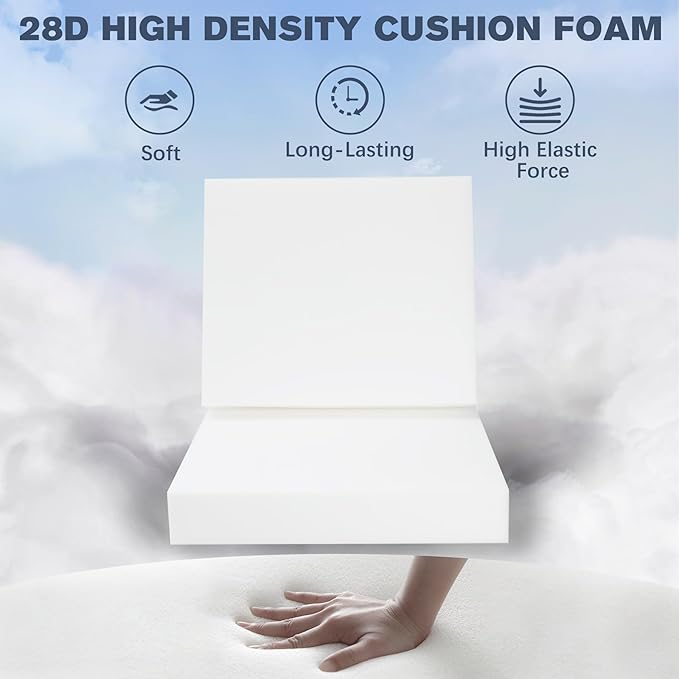 Favoyard Outdoor Deep Seat Cushion Set, 22 x 22 Inch Rainproof & 3-Year Fade Resistant Patio Furniture Cushions, Removable Seat Bottom & Back Cushion Covers with Ties for Chair, Sofa, Couch, Beige