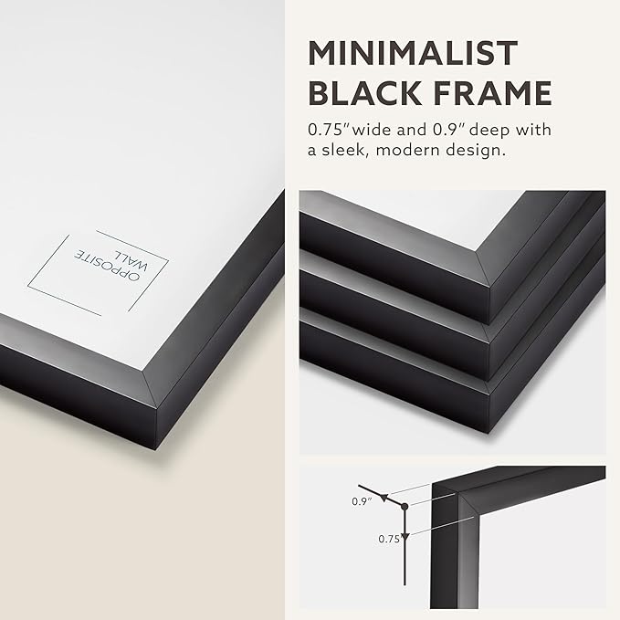 Opposite Wall - 20x30 in - Black Picture Frame - Lightweight, Versatile & Shatterproof - Wall Hanging Photo or Poster Frame - Wall Decor for Office, Gallery & Home, 51x76 cm