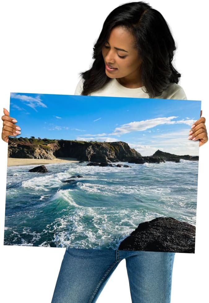 Bodega Bay Coastal Poster – Ocean Photography Wall Art Print – California Nature Landscape – Horizontal Seascape Decor – Picture for Living Room or Bedroom (16x20 inches) - Unframed Poster